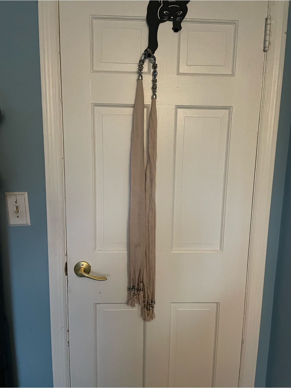 Neutral Beige Decorative lightweight Scarf with silver accents